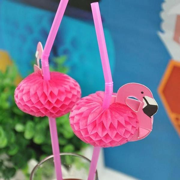 Imagem de Canudos de Abacaxi e Flamingo - 25 Peças para Festa Tropical