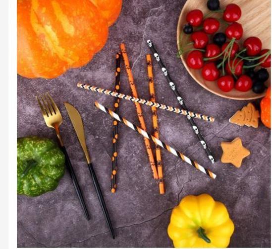 Imagem de Canudos De Papel Halloween Bebidas/ Decoração Kit Com 50Un