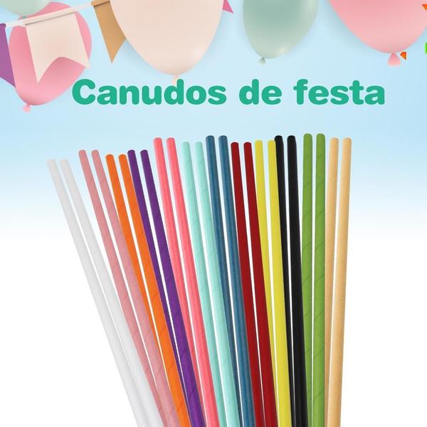 Imagem de Canudos de Papel Liso Colorido com 24 Peças - SilverFestas 