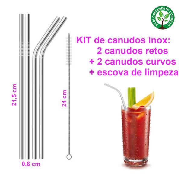 Imagem de Canudos Inox + Escova De Limpeza - Para festas, Drinks Sucos e Vitaminas