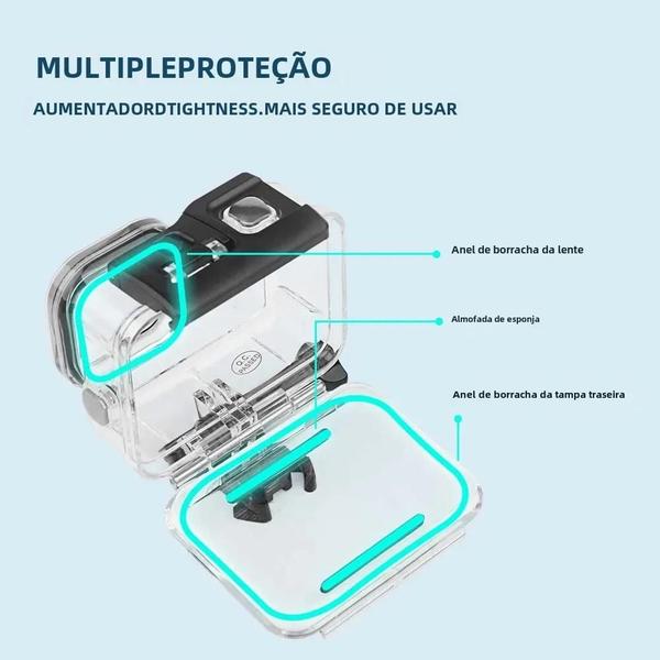 Imagem de Capa à Prova d'Água para GoPro Hero 12, 11, 10 e 9 - Carcaça Protetora para Mergulho