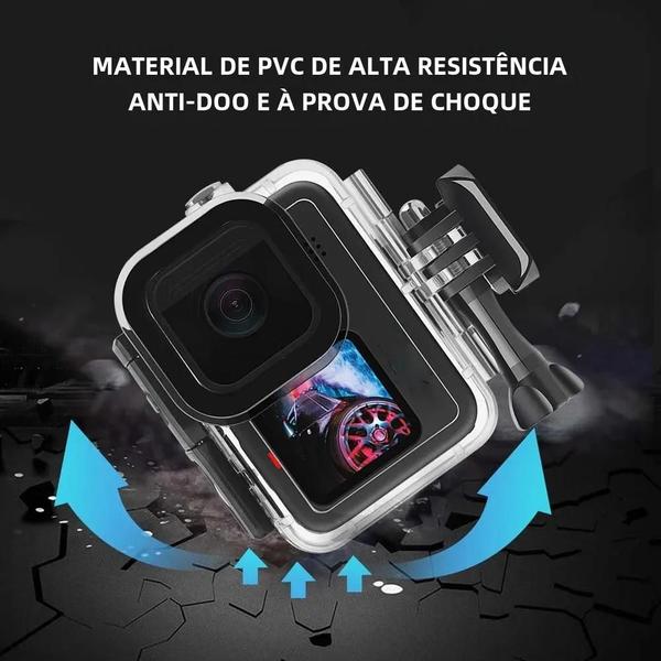 Imagem de Capa à Prova d'Água para GoPro Hero 12, 11, 10 e 9 - Carcaça Protetora para Mergulho