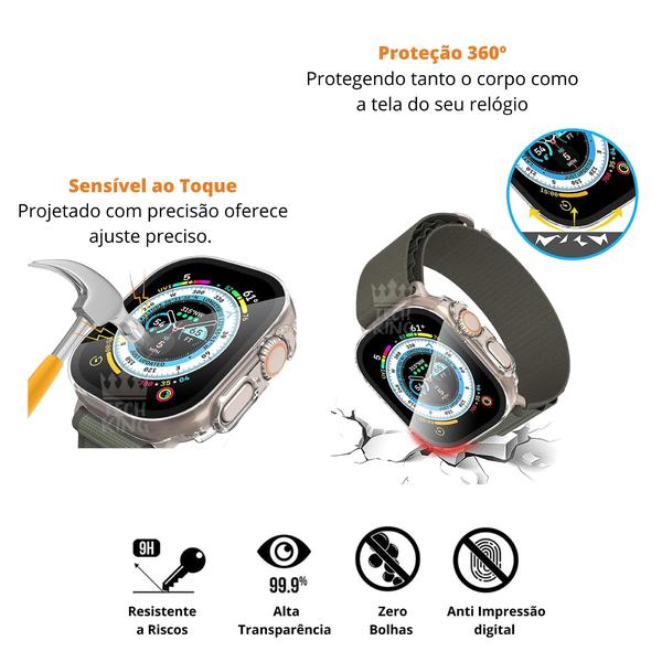 Imagem de capa acrílico e tela de vidro embutido aple watch ultra 49mm