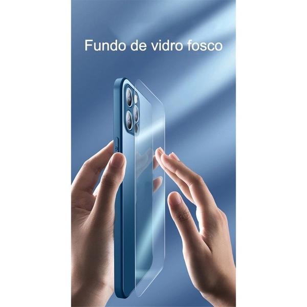 Imagem de Capa AG Glass De Luxo para Smartphone 13 14  Feito De Vidro Fosco Com Proteção Nas Lentes