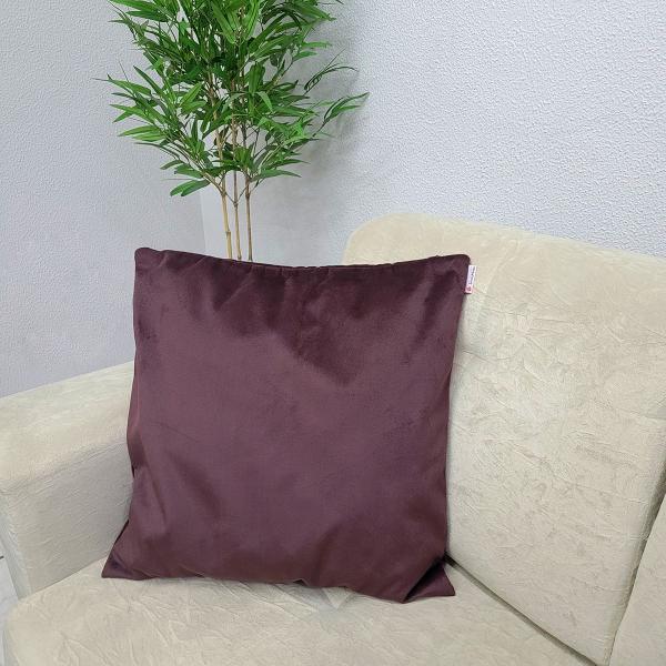 Imagem de Capa Almofada Decorativa Quadrada 50x50cm Ziper Invisivel Suede Luxo Glamour Bordo