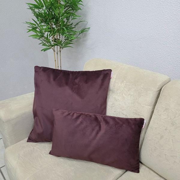 Imagem de Capa Almofada Decorativa Quadrada 50x50cm Ziper Invisivel Suede Luxo Glamour Bordo