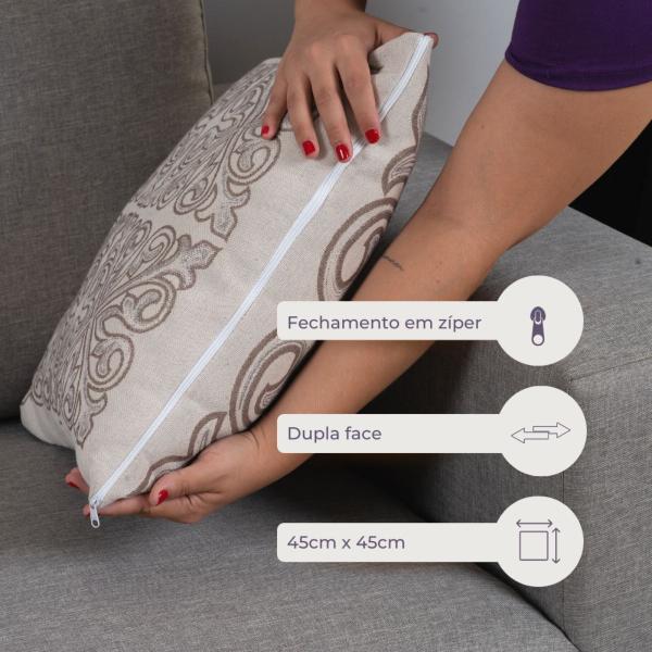Capa Almofada Decorativa Sofa Sala Quarto Grécia Jacquard Dupla Face 45x45 Kit 02 Peças - Tapetemalha Enxovais Imagem de Capa Almofada Decorativa Sofa Sala Quarto Grécia Jacquard Dupla Face 45x45 Kit 02 Peças