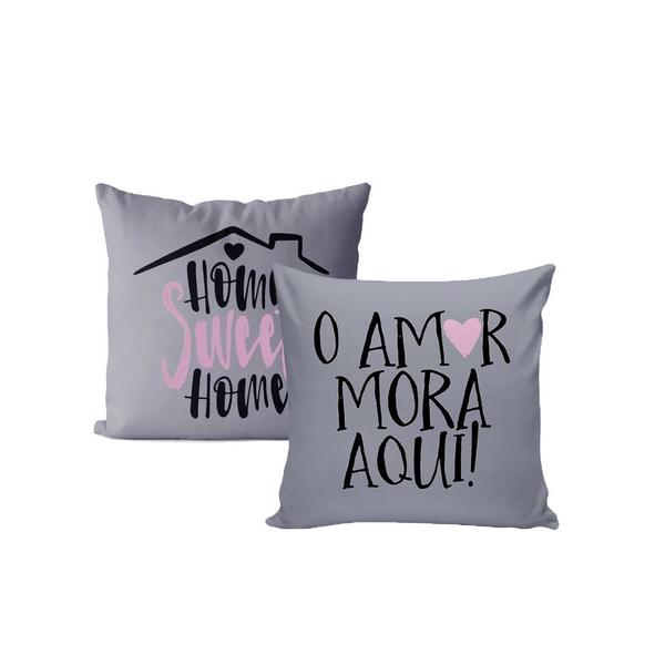 Imagem de Capa Almofada Home Amor Cinza 40cm Facil Lavar 2un