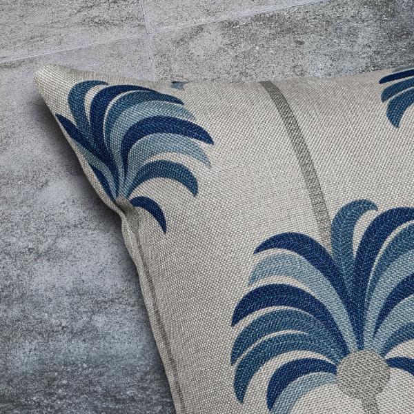 Capa Almofada Linho Azul Geometria Folhagem Natureza 43x43 - M3 Decoração Imagem de Capa Almofada Linho Azul Geometria Folhagem Natureza 43x43