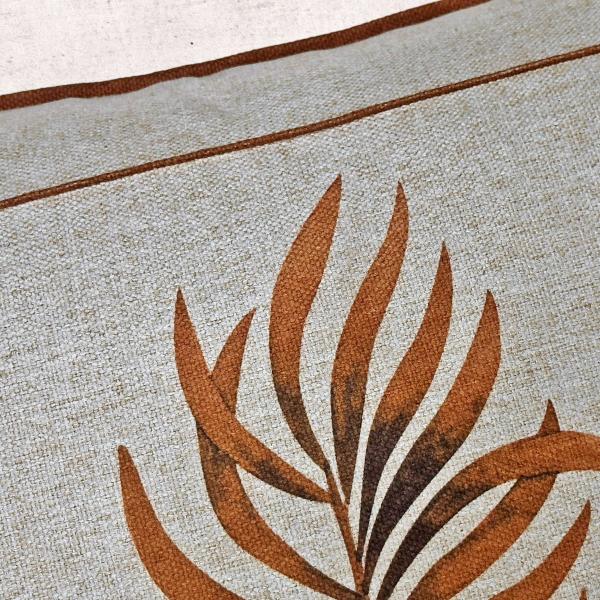 Capa Almofada Linho Floral Folhas Terracota Drapeada 45x45 - M3 Decoração Imagem de Capa Almofada Linho Floral Folhas Terracota Drapeada 45x45