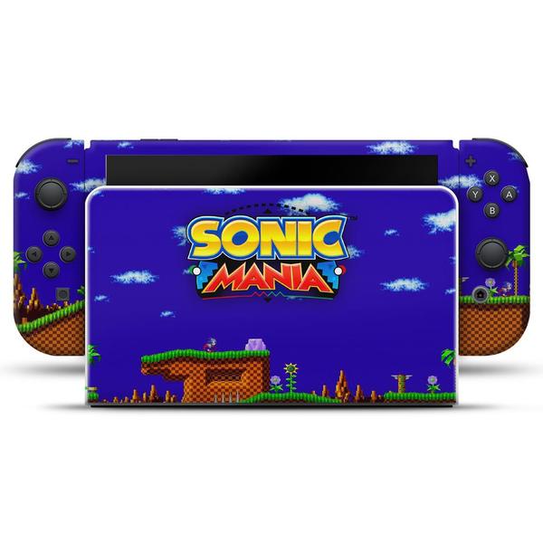 Imagem de Capa Anti Poeira e Skin Compatível Nintendo Switch Oled - Sonic Mania