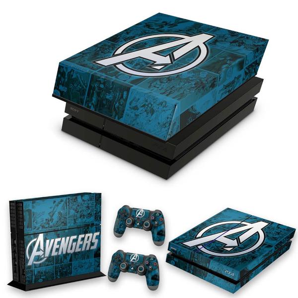 Imagem de Capa Anti Poeira e Skin Compatível PS4 Fat - Avengers Vingadores Comics