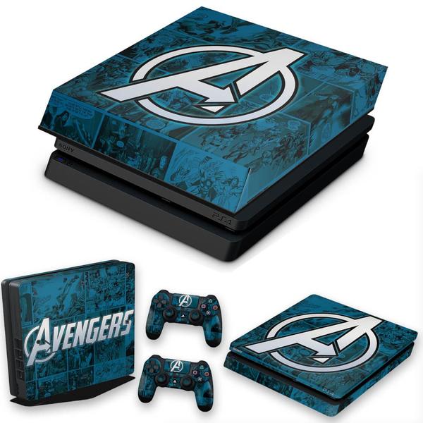 Imagem de Capa Anti Poeira e Skin Compatível PS4 Slim - Avengers Vingadores Comics