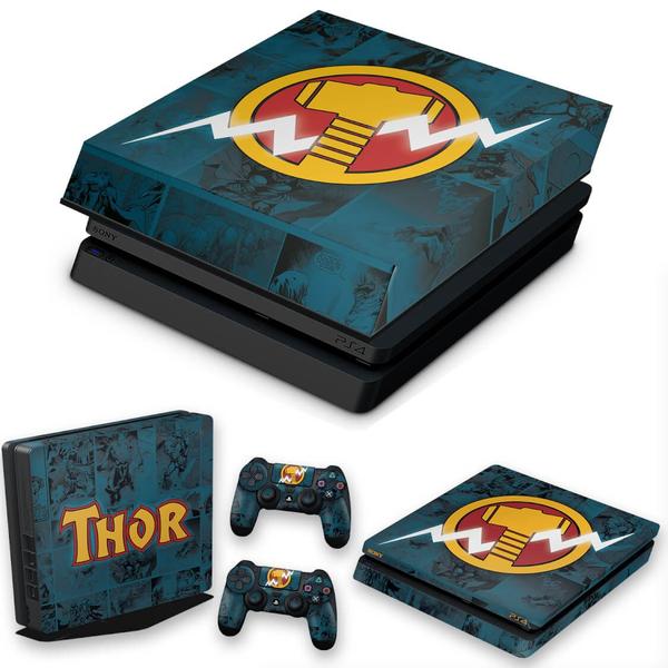 Imagem de Capa Anti Poeira e Skin Compatível PS4 Slim - Thor Comics