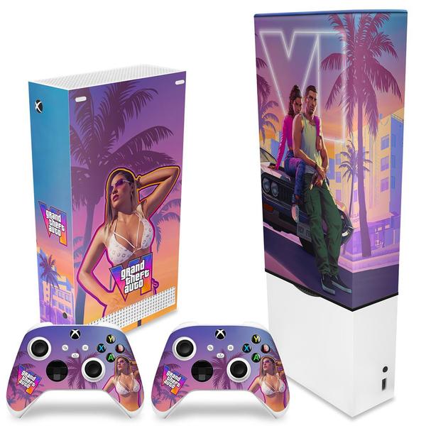 Imagem de Capa Anti Poeira e Skin Compatível Xbox Series S Vertical - GTA 6 VI