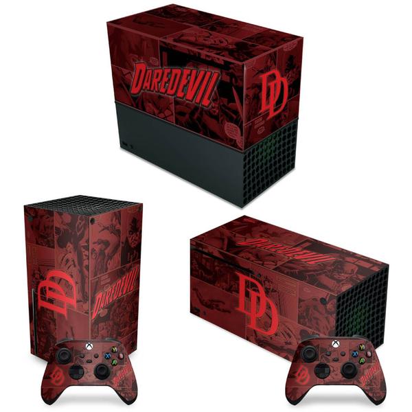 Imagem de Capa Anti Poeira e Skin Compatível Xbox Series X Horizontal - Daredevil Demolidor Comics