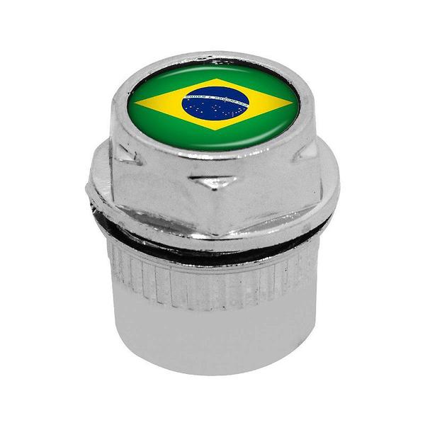 Imagem de Capa Bico de Válvula Cromado Pneu Bandeira Brasil