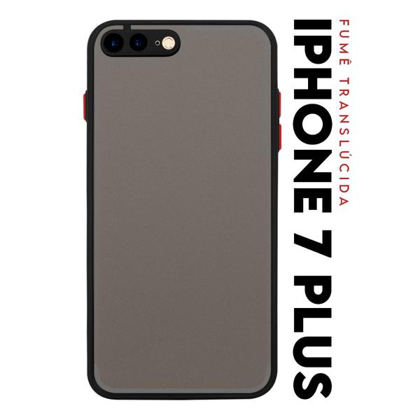 Capa Capinha Anti Shock Space Acrílico Translucida Fumê Botões Vermelho para IPhone 7 8 Plus 5.5 - Luiza Cell25