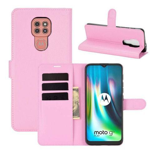 Imagem de Capa Capinha Carteira Couro Motorola Moto G9 Play Tela 6.5"