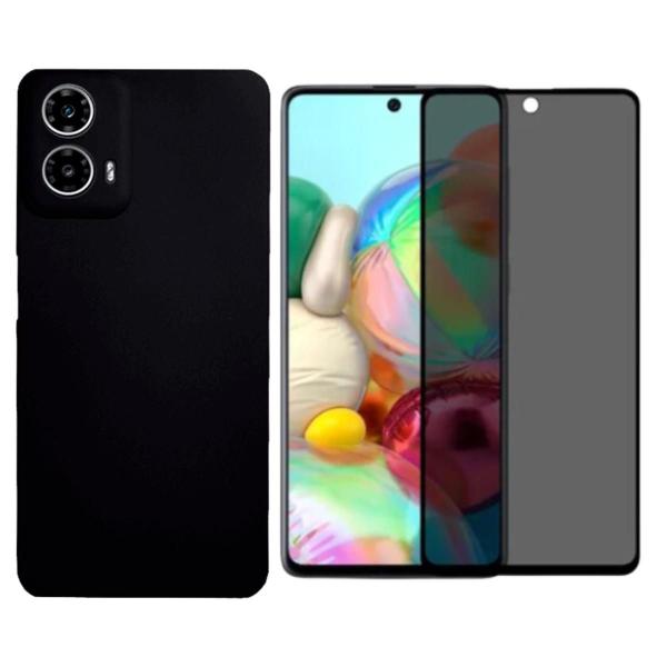 Imagem de Capa Capinha Preta P/ Moto G54 + Pelicula de Privacidade 3D - ArmyShield