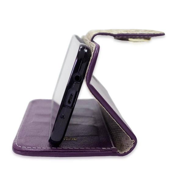 Imagem de Capa carteira couro johari roxo para samsung s22 ultra s908