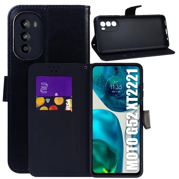 Imagem de Capa Carteira + Vidro 3d + Pel Camera Compativel Moto G52 XT2221 6.6 - Luiza Cell25