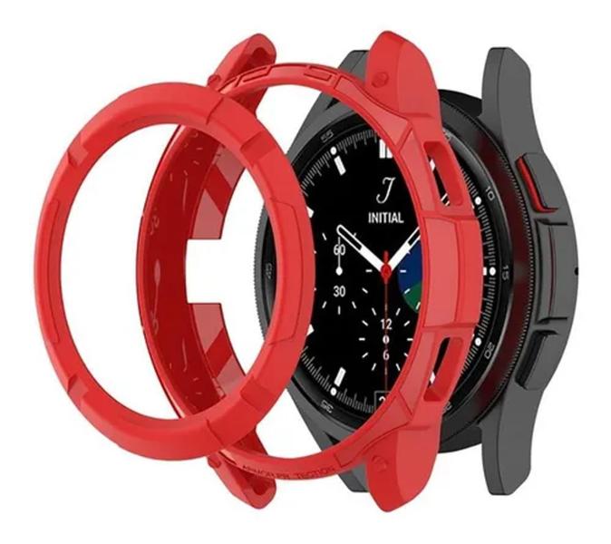 Imagem de Capa Case Com Coroa + Película Para Galaxy Watch 4 Classic 46mm / Watch4 Classic 46mm - Vermelho