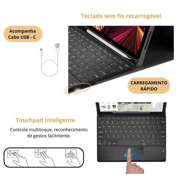 Imagem de Capa Case Com Teclado Para Samsung Tab S8 Plus Sm-X806