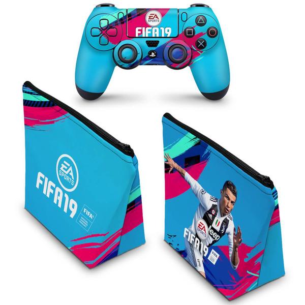 Imagem de Capa Case e Skin Compatível PS4 Controle - FIFA 19