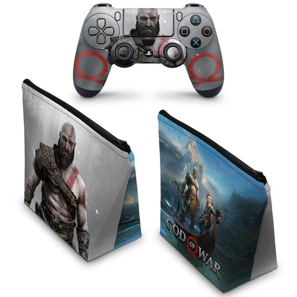 Imagem de Capa Case e Skin Compatível PS4 Controle - God Of War B