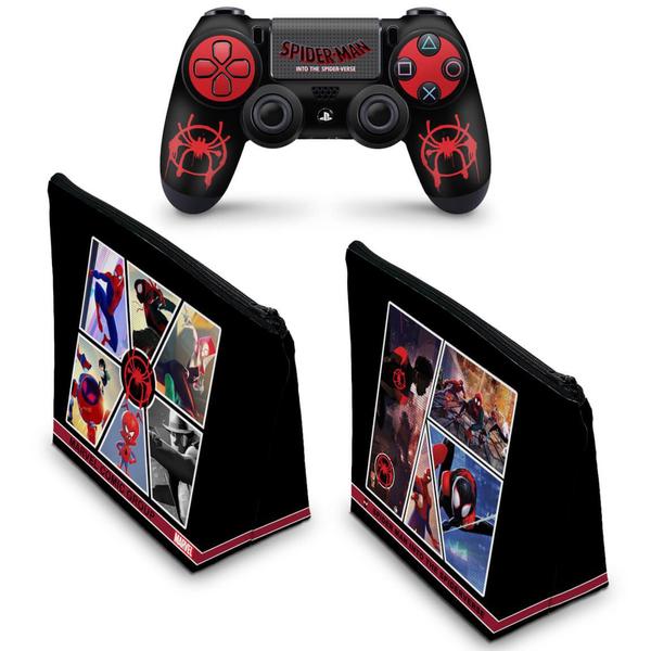 Imagem de Capa Case e Skin Compatível PS4 Controle - Homem-Aranha no Aranhaverso