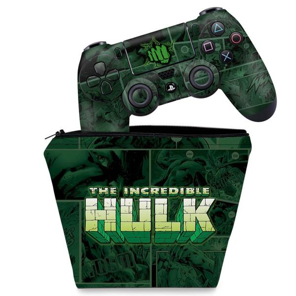 Imagem de Capa Case e Skin Compatível PS4 Controle - Hulk Comics