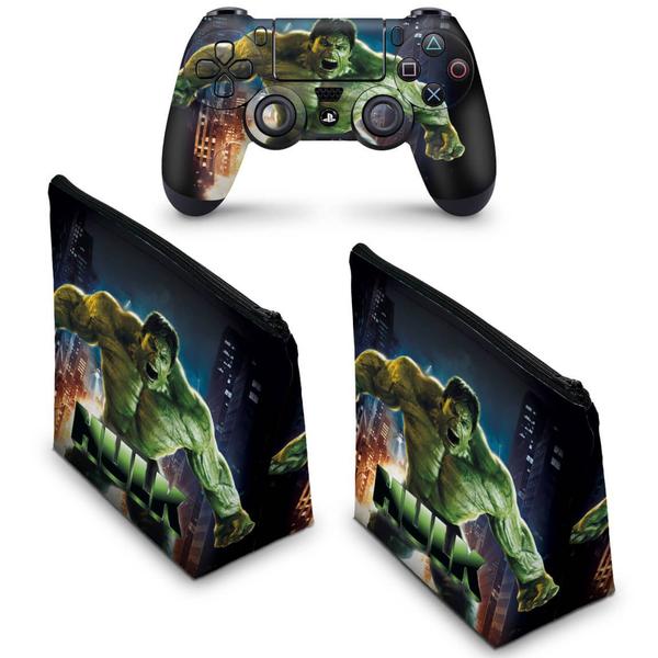 Imagem de Capa Case e Skin Compatível PS4 Controle - Hulk