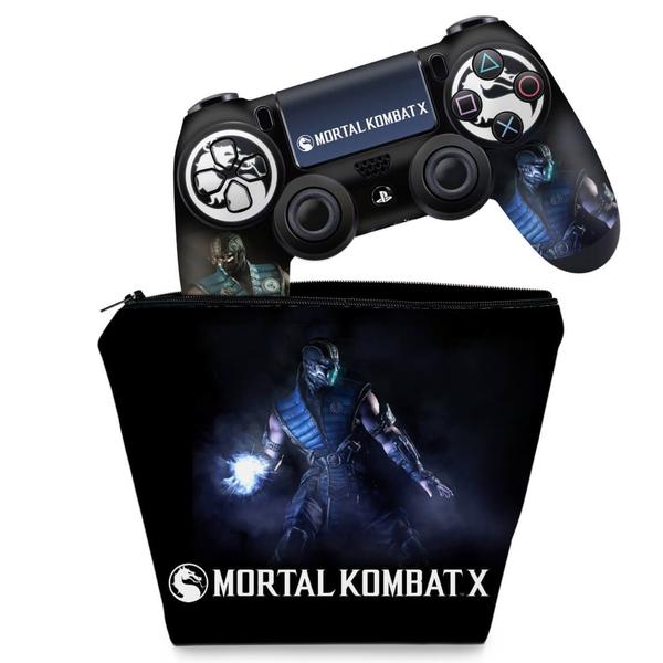 Imagem de Capa Case e Skin Compatível PS4 Controle - Mortal Kombat X - Sub Zero