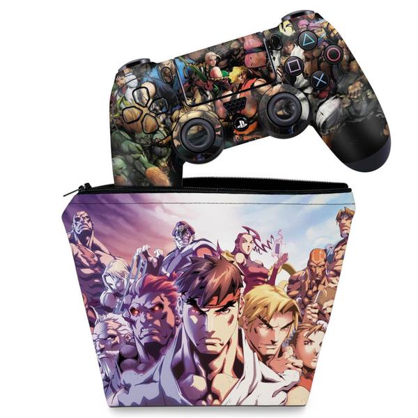 Imagem de Capa Case e Skin Compatível PS4 Controle - Street Fighter