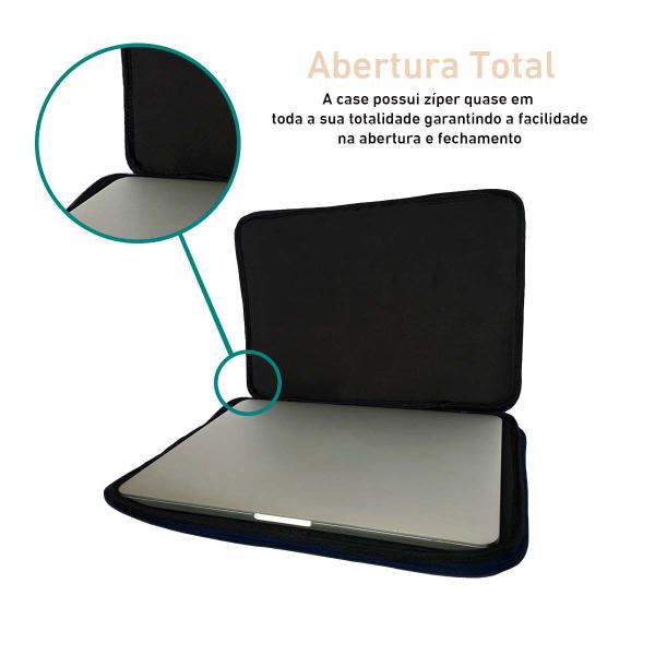 Imagem de Capa Case Pasta para Notebook com Bolso Resistente Prática Protetora Durável Transporte Slim - Preto 12  polegadas