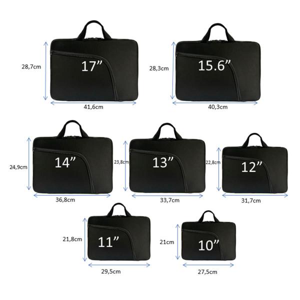 Imagem de Capa Case Pasta para Notebook com Bolso Resistente Prática Protetora Durável Transporte Slim - Preto 12  polegadas