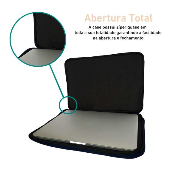 Imagem de Capa Case Pasta para Notebook com Bolso Resistente Prática Protetora Durável Transporte Slim - Preto 13  polegadas