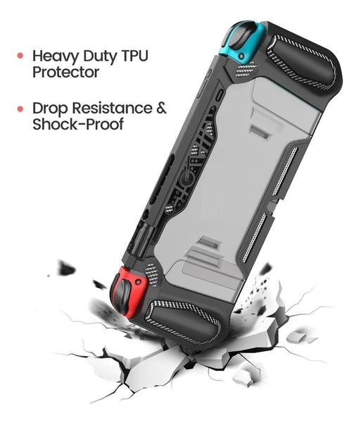 Imagem de Capa Case Proteção Tpu Grip Ergonômico + Pelicula Compativel com Nintendo Switch Padrao