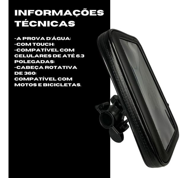 Imagem de Capa Case Prova D'Água 6,3 Pole Suporte Celular Moto Bike