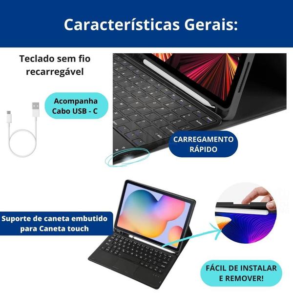 Imagem de Capa Case Resistente Com Teclado Para Galaxy Tab S6 Lite