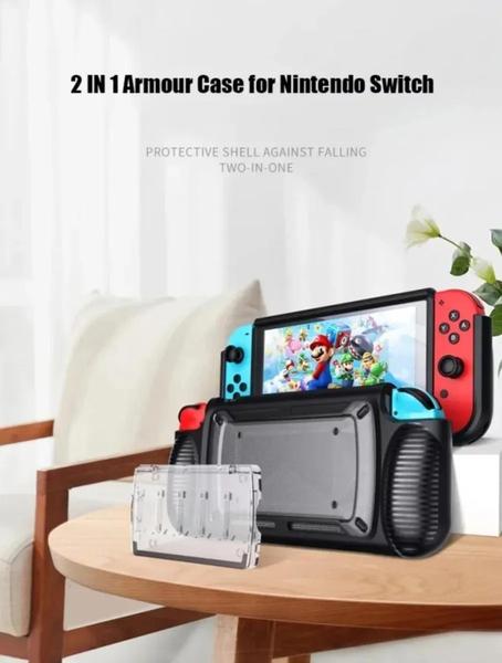 Imagem de Capa Case Shell Tpu Grip Ergonômico + Case De Jogos Fume Para Nintendo Switch Padrao