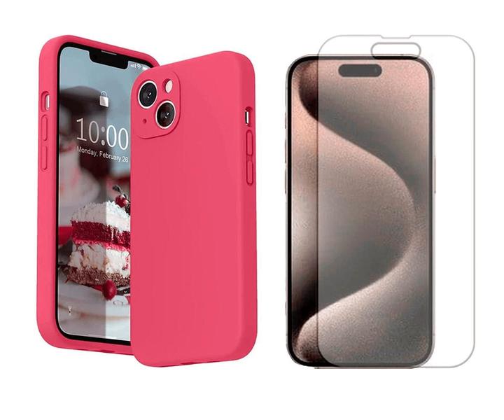 Imagem de Capa Case Silicone Para iPhone 15 Todos + Pelicula Hidrogel