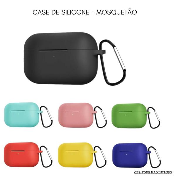 Imagem de Capa Case Silicone Protetora com mosquetão Para fone Bluetooth Pro