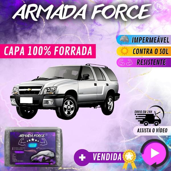 Imagem de Capa Cobrir Carro BLAZER 100% Forrada Armada Force 100% Impermeável Forro Total Protege Sol Chuva Poeira Lona Proteção Automotiva Hatch e Sedan