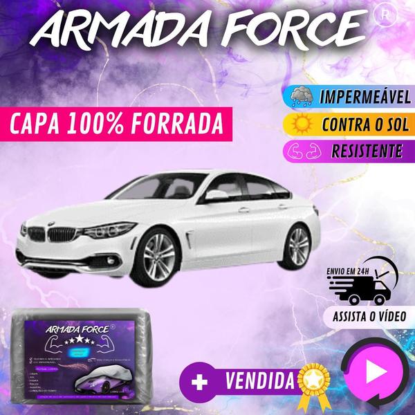 Imagem de Capa Cobrir Carro BMW 420i 100% Forrada Armada Force 100% Impermeável Forro Total Protege Sol Chuva Poeira Lona Proteção Automotiva