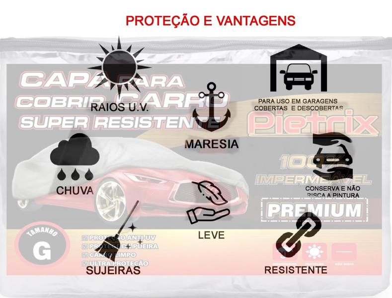 Capa Cobrir Carro Forrada 100% Impermeável Grossa UNO -PIETRIX Ss Imagem de Capa Cobrir Carro Forrada 100% Impermeável Grossa UNO -PIETRIX Ss