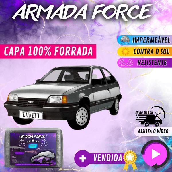 Imagem de Capa Cobrir Carro KADETT 100% Forrada Armada Force 100% Impermeável Forro Total Protege Sol Chuva Poeira Lona Proteção Automotiva Hatch e Sedan