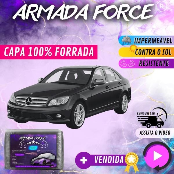 Imagem de Capa Cobrir Carro MERCEDES C180 100% Forrada Armada Force 100% Impermeável Forro Total Protege Sol Chuva Poeira Lona Proteção Automotiva Hatch e Sedan