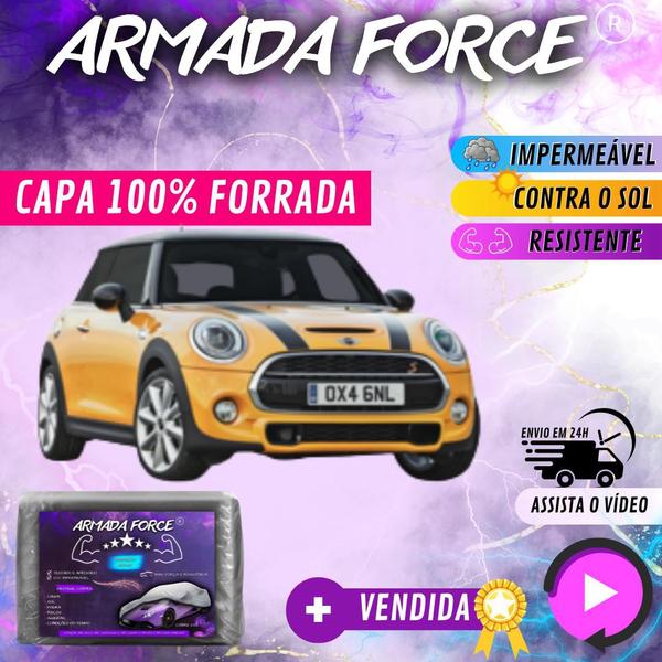 Imagem de Capa Cobrir Carro MINI COOPER 100% Forrada Armada Force 100% Impermeável Forro Total Protege Sol Chuva Poeira Lona Proteção Automotiva Hatch e Sedan